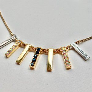 J. Crew Gold Silver Gem Studded Spike Necklace